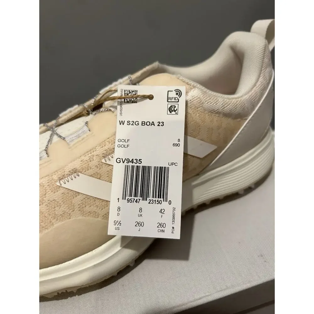 Adidas S2G BOA Womens Size 9.5 US GV9435 White Peach Golf Lace Up Athletic Shoes